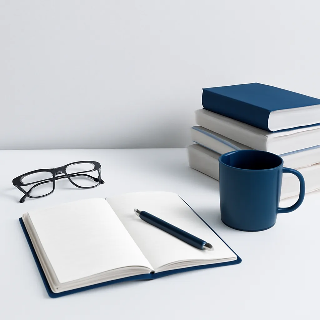 Clean academic minimalism, confident and trustworthy mood, soft