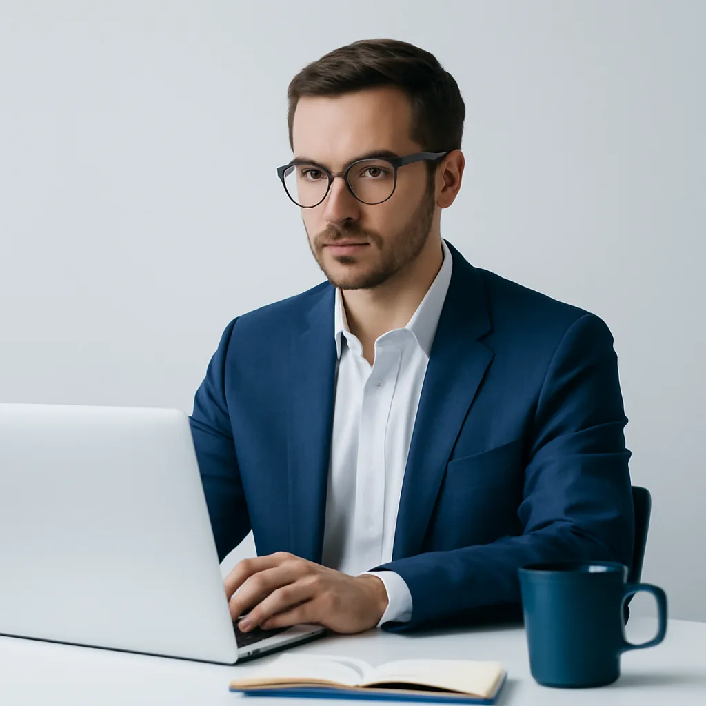 Clean academic minimalism, confident and trustworthy mood, soft