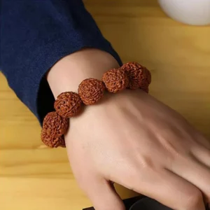 Natural Rudraksha Bodhi Bracelet Round Mala Bead Bracelet