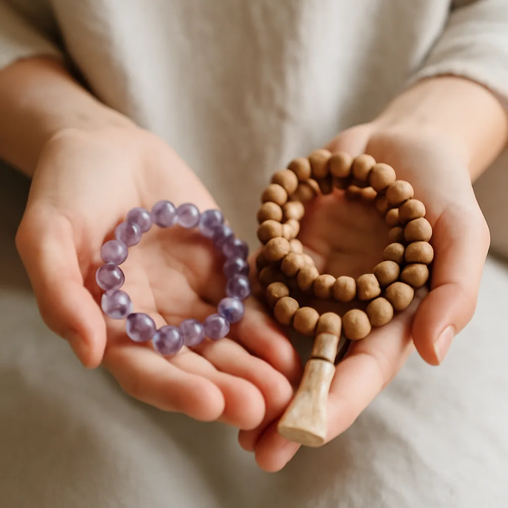 square photo of hands gently holding a gemstone