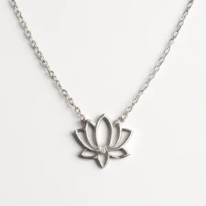 Lotus Pendant Silver Necklace