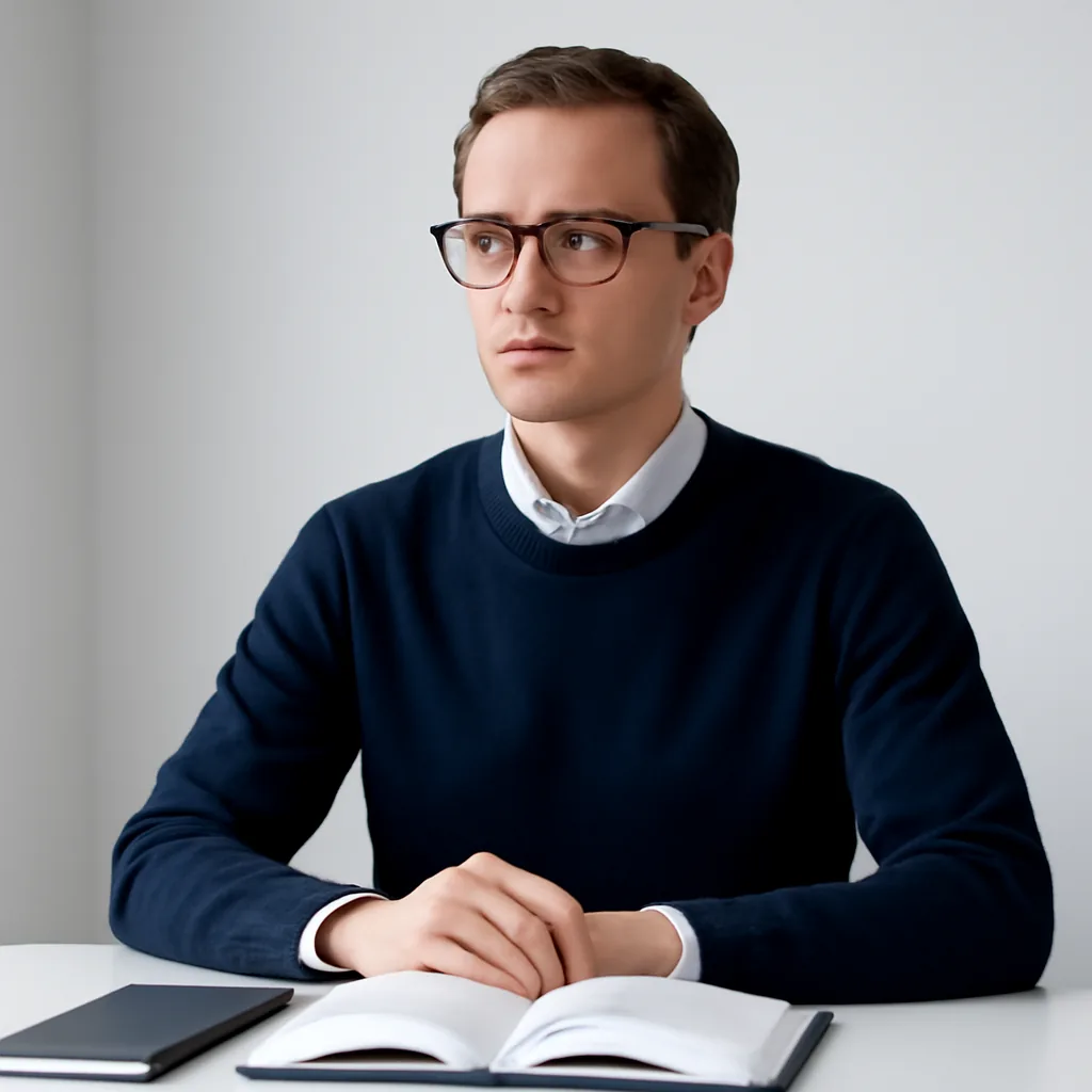 Clean academic minimalism, confident and trustworthy mood, soft