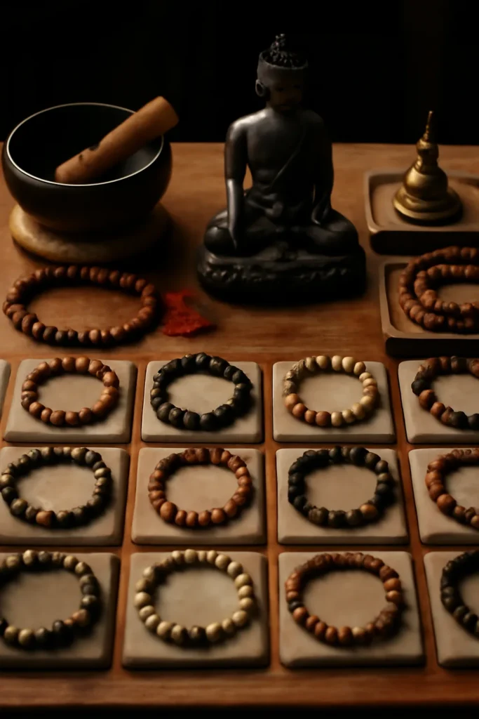Real photo of curated bracelets and Buddhist gift